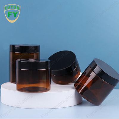 La ronda de 8 onzas forma la crema cosmética plástica negra Amber Jar With Lid plástica